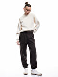 Üç İplik Şardonlu Dikiş Detaylı Bisiklet Yaka Oversize Sweatshirt