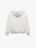 Şardonlu Kanguru Cepli Kapüşonlu Fiyonklu Arkası Baskılı Fermuarlı Oversize Sweatshirt