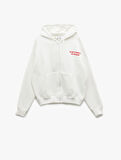 Şardonlu Fermuarlı Kapüşonlu Cep Detaylı Arkası Baskılı Oversize Sweatshirt