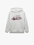 Şardonlu Kapüşonlu Baskılı Oversize Sweatshirt