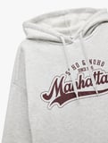 Şardonlu Kapüşonlu Baskılı Oversize Sweatshirt