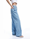 Normal Bel Düğmeli Taş Detaylı Jean Pantolon - Straight Fit Jean