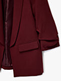 Krep Kumaş Regular Fit Şal Yaka 3/4 Kollu Blazer Ceket