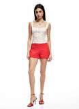 Koton x Sibil Çetinkaya Kırmızı Kadın Normal Kalıp Regular Fit Şort 5SAK40441PW