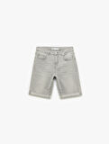 Normal Bel Pamuklu Slim Fit Jean Şort