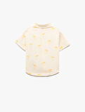 Palmiye Baskılı Kısa Kollu Pamuklu Gömlek