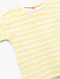 Pamuklu Kısa Kollu Bisiklet Yaka Çizgili Tişört