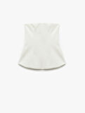 Pamuklu Kolsuz Slim Fit Peplum Straplez Bluz
