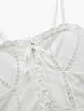Pamuklu Dantel Detaylı Fırfırlı İnce Askılı Crop Bluz
