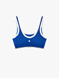 U Yaka Kaplı Renk Kontrastlı Slim Fit Sporcu Sütyeni