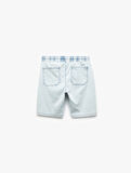 Beli Bağcıklı Bermuda Slim Fit Jean Şort
