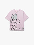 Minnie Mouse Lisanslı Kısa Kollu Pullu Pamuklu Baskılı Tişört