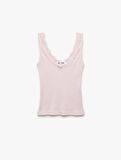 Dantel Detaylı Fiyonklu U Yaka Kolsuz Slim Fit Bluz