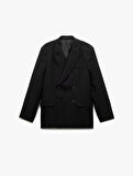 Kırlangıç Yaka Kapaklı Cepli Düğmeli Uzun Kollu Blazer Ceket