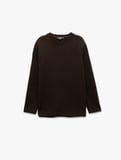 Uzun Kollu Pamuklu Bisiklet Yaka Basic Sweatshirt