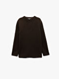 Uzun Kollu Pamuklu Bisiklet Yaka Basic Sweatshirt