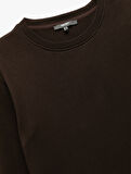 Uzun Kollu Pamuklu Bisiklet Yaka Basic Sweatshirt