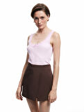 Pamuklu Slim Fit U Yaka Dantelli Fiyonk Detaylı Atlet