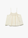 Kare Yaka Gipe Detaylı Askılı Crop Bluz