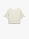 Bisiklet Yaka Kısa Kollu Bağlama Detaylı Crop Bluz