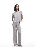 Modal Kumaş Rahat Kalıp Bisiklet Yaka Crop Kolsuz Tişört Pijama Üstü