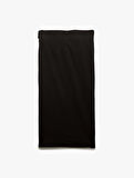 Krep Scuba Kumaş Drape Detaylı Midi Boy Kruvaze Etek
