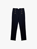 Slim Fit Düğmeli Yüksek Bel Cigarette Kumaş Pantolon
