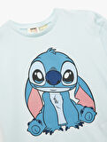 Kısa Kollu Bisiklet Yaka Pamuklu Lisanslı Stitch Tişört