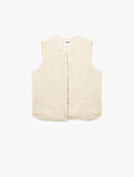 Bisiklet Yaka Crop Peluş Yelek