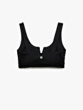 V Yaka Kolsuz Slim Fit Kaplı İnterlok Sporcu Sütyeni