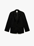 Cepli Düğmeli Kruvaze Uzun Kollu Blazer Ceket