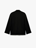 Cepli Düğmeli Kruvaze Uzun Kollu Blazer Ceket