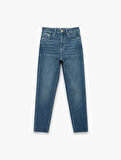 Yüksek Bel Mom Jean Pantolon - Mom Slim Jean