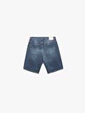 Normal Bel Pamuklu Bermuda Oversize Jean Şort