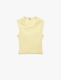 Pamuklu Kolsuz Bisiklet Yaka Fitilli Slim Fit Crop Atlet