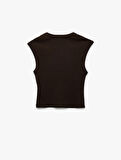 Pamuklu Kolsuz Bisiklet Yaka Fitilli Slim Fit Crop Atlet