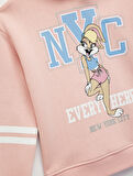 Lisanslı Lola Bunny Baskılı Uzun Kollu Kapşonlu Sweatshirt