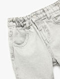 Beli Lastikli Düğmeli Cepli Pamuklu Denim Şort