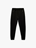 Fermuarlı Cepli Straight Fit Beli Bağcıklı Jogger Spor Eşofman Altı