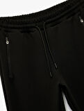 Fermuarlı Cepli Straight Fit Beli Bağcıklı Jogger Spor Eşofman Altı