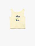 Bisiklet Yaka Kolsuz Slim Fit Limon Baskılı Crop Atlet