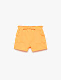 Bürümcük Cep Detaylı Beli Lastikli Fiyonklu Şort