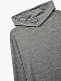 Slim Fit Uzun Kollu Kapüşonlu Spor Sweatshirt