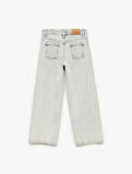 Pamuklu Cepli Geniş Paça Denim Pantolon