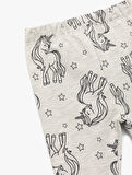 Beli Lastikli Unicorn Baskılı Pamuklu Tayt