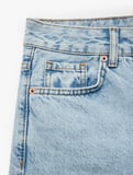 Pamuklu Pis Paça Düğmeli Cepli Denim Bermuda Şort
