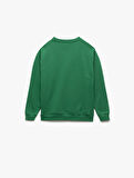 Bisiklet Yaka Uzun Kollu Pamuklu Baskılı Sweatshirt