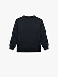 Uzun Kollu Bisiklet Yaka Dinozor Baskılı Şardonlu Sweatshirt