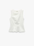 Bisiklet Yaka Basic Kolsuz Peplum Bluz