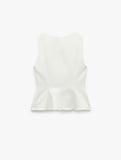 Bisiklet Yaka Basic Kolsuz Peplum Bluz